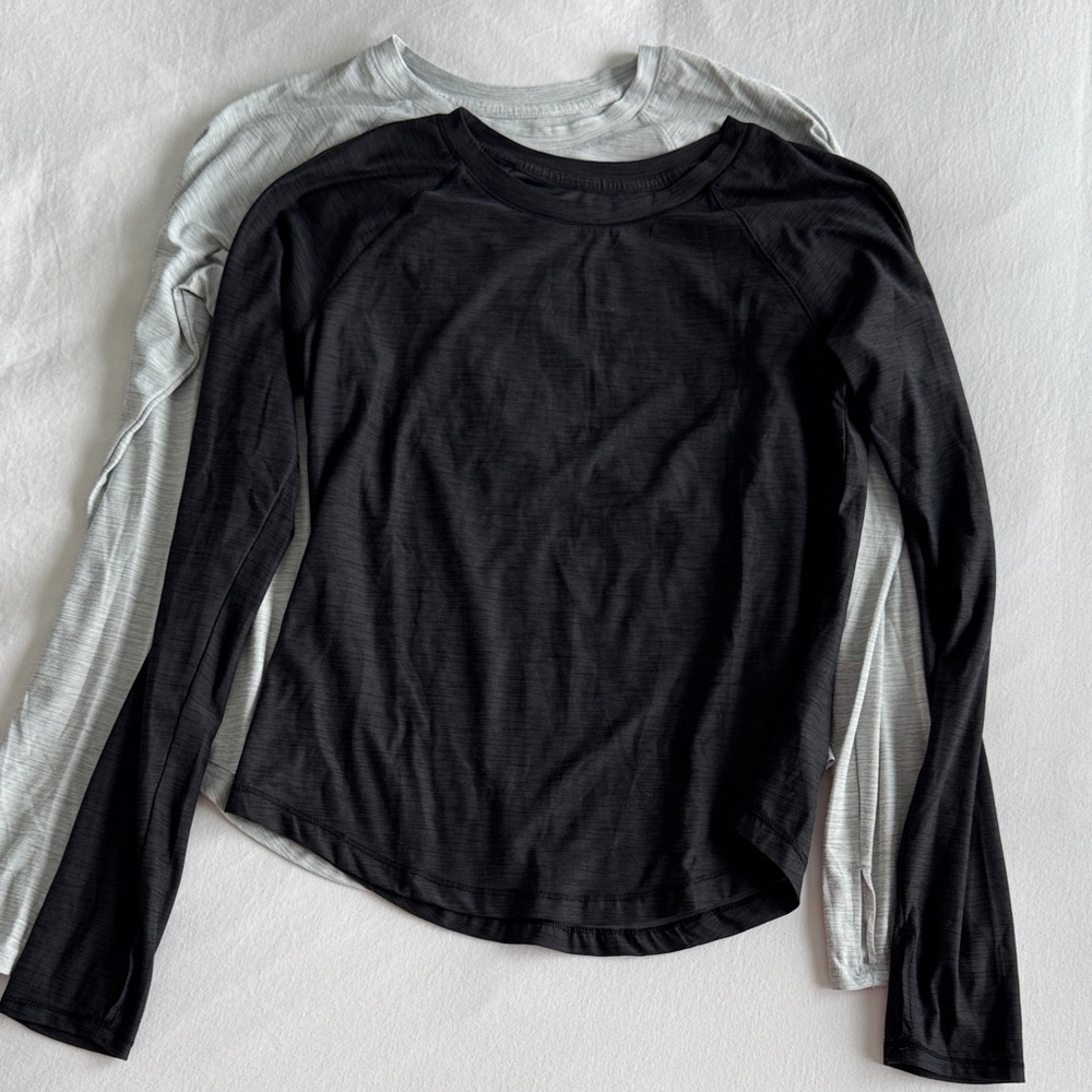 Old Navy Two Pack Active Women's Black and Gray Long Sleeve Tops Medium Tall